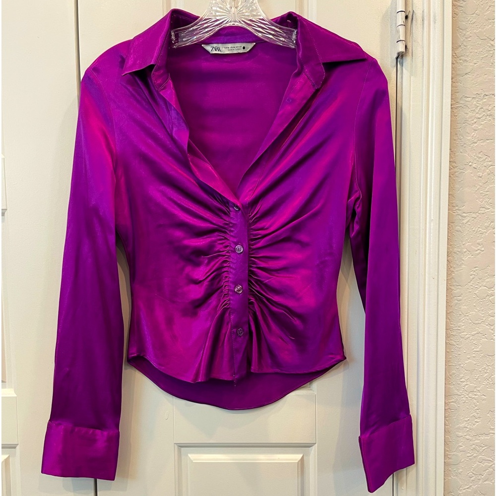 Zara Woman’s Deep Purple Button Down Top /Blouse Size: Medium Preloved